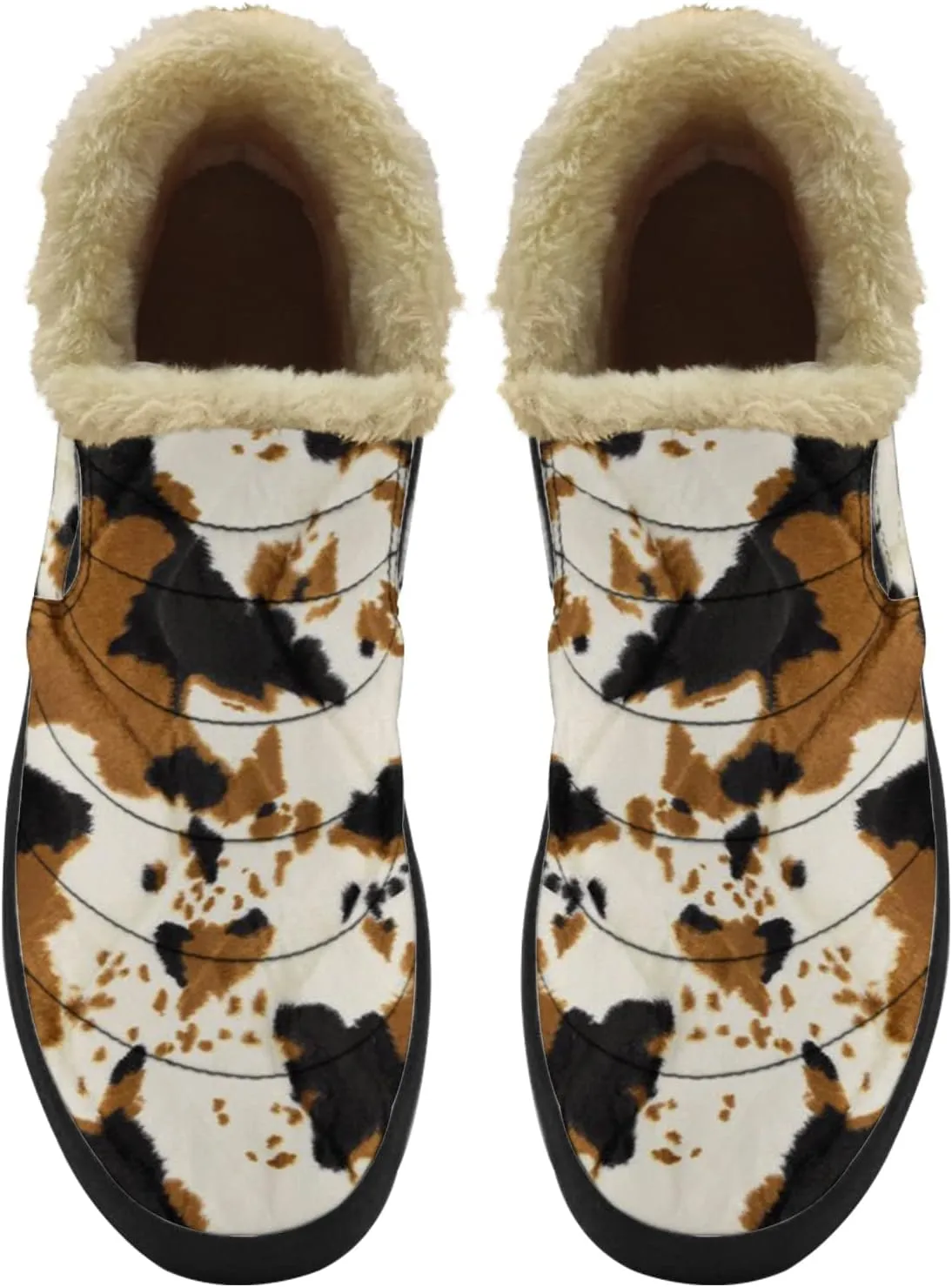 Cow Shoes for Women Men Snow Boots Winter Low Top Fashion Sneakers Slip on Ankle Booties Valentines Day Gifts