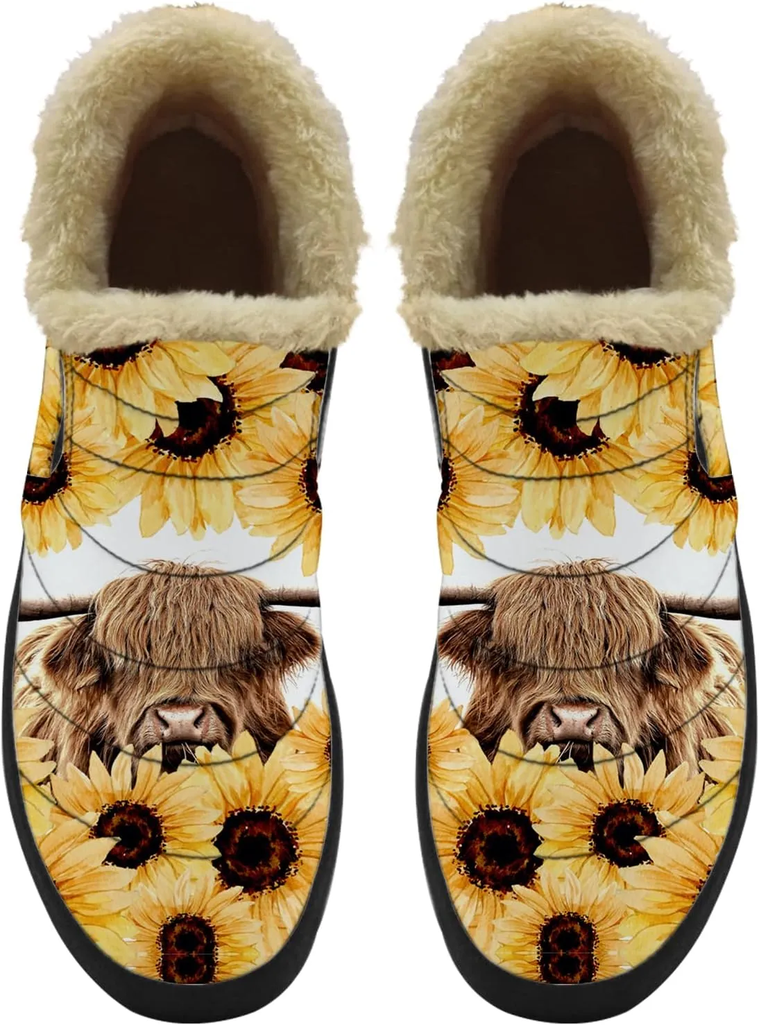 Cow Shoes for Women Men Snow Boots Winter Low Top Fashion Sneakers Slip on Ankle Booties Valentines Day Gifts