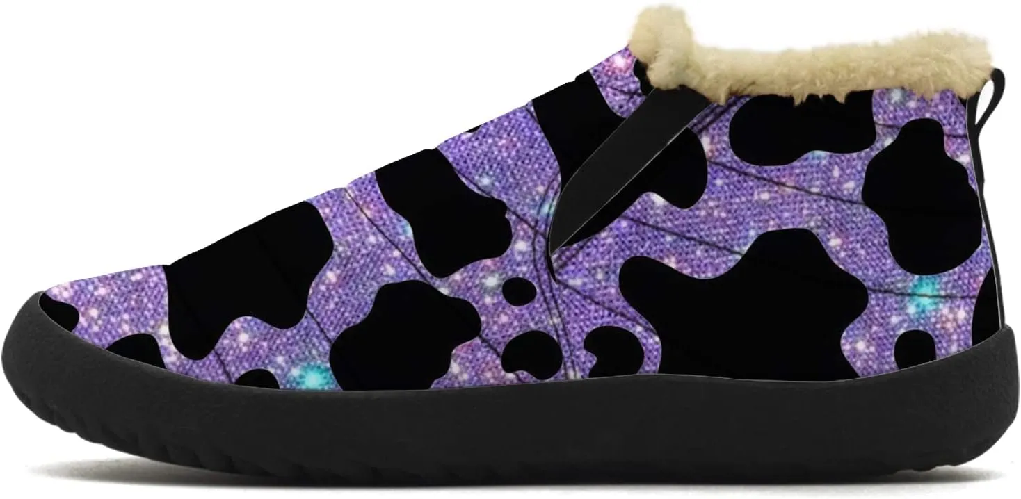 Cow Shoes for Women Men Snow Boots Winter Low Top Fashion Sneakers Slip on Ankle Booties Valentines Day Gifts