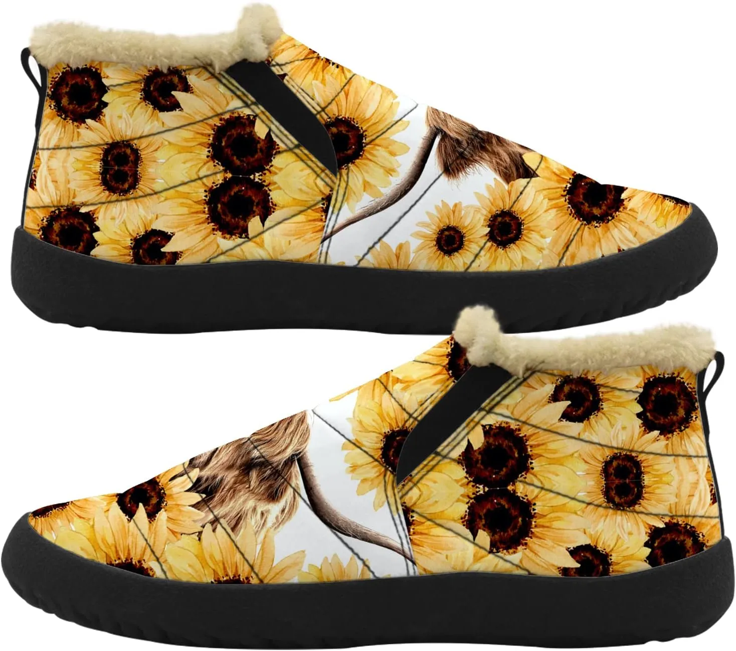 Cow Shoes for Women Men Snow Boots Winter Low Top Fashion Sneakers Slip on Ankle Booties Valentines Day Gifts
