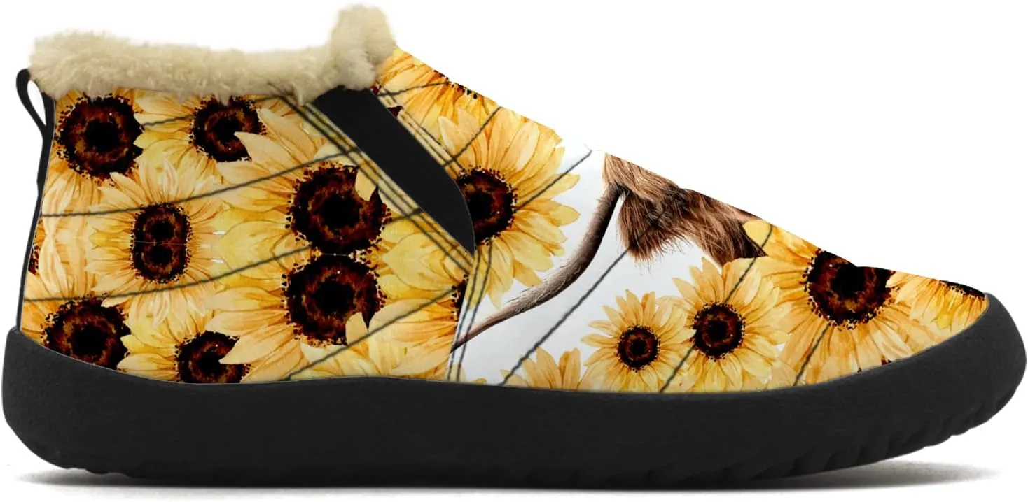 Cow Shoes for Women Men Snow Boots Winter Low Top Fashion Sneakers Slip on Ankle Booties Valentines Day Gifts