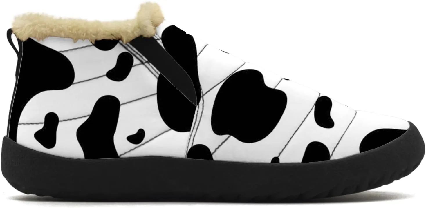 Cow Shoes for Women Men Snow Boots Winter Low Top Fashion Sneakers Slip on Ankle Booties Valentines Day Gifts