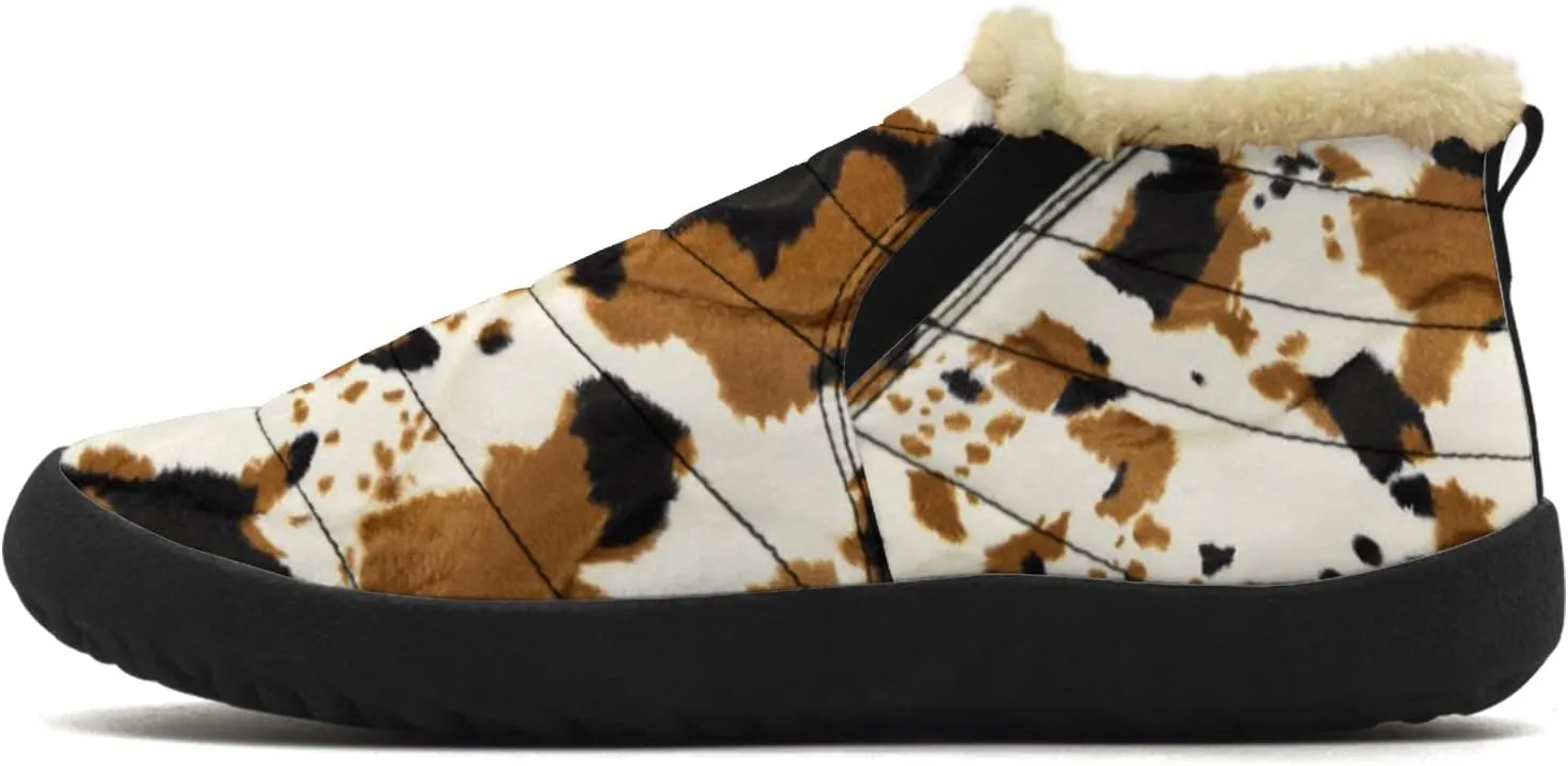 Cow Shoes for Women Men Snow Boots Winter Low Top Fashion Sneakers Slip on Ankle Booties Valentines Day Gifts