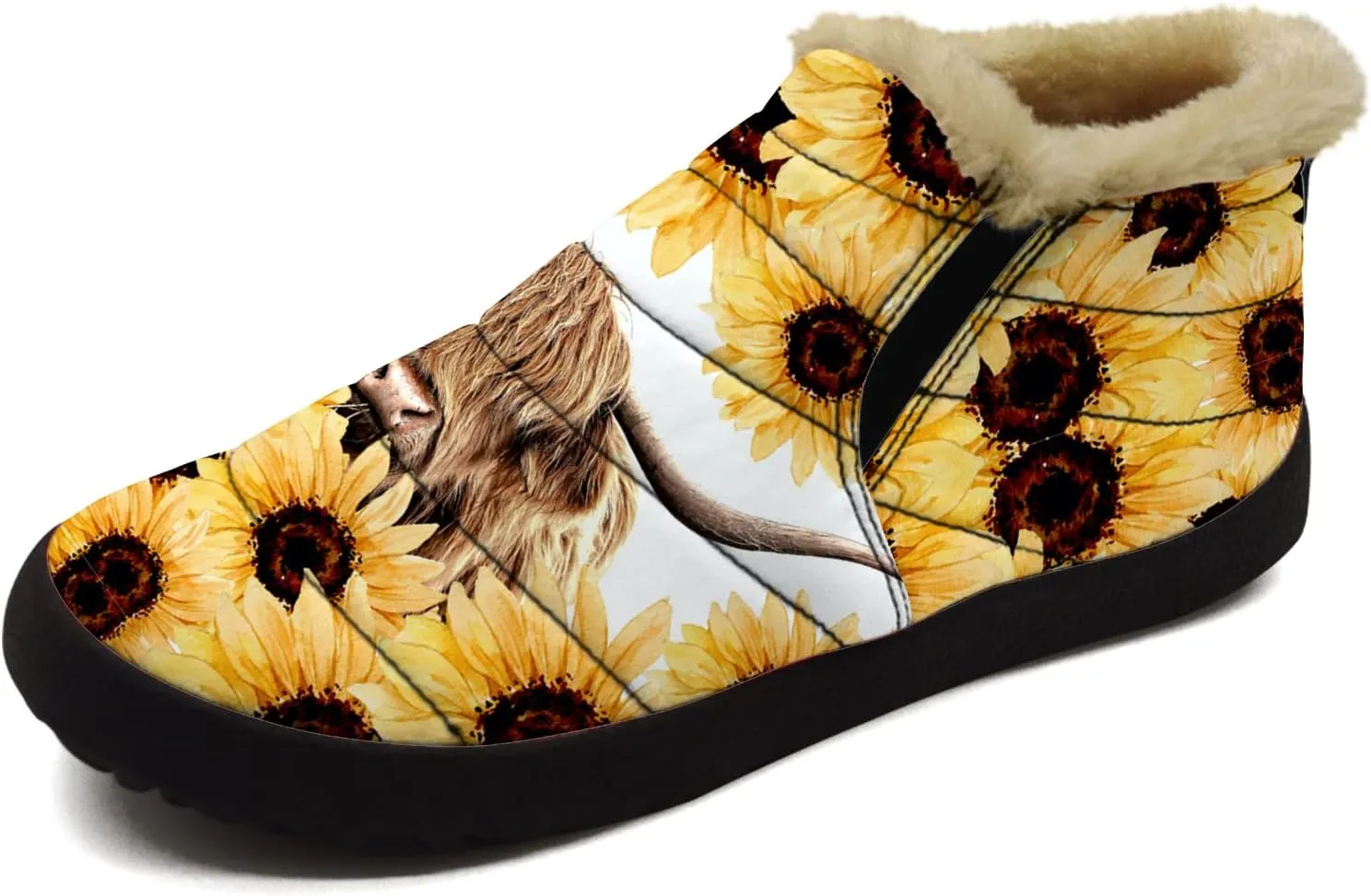 Cow Shoes for Women Men Snow Boots Winter Low Top Fashion Sneakers Slip on Ankle Booties Valentines Day Gifts