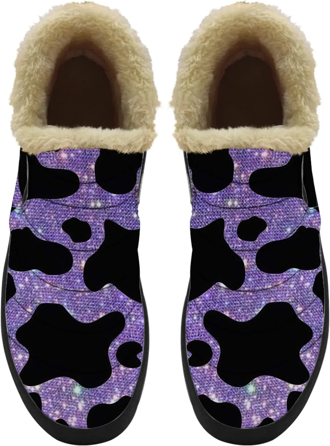 Cow Shoes for Women Men Snow Boots Winter Low Top Fashion Sneakers Slip on Ankle Booties Valentines Day Gifts