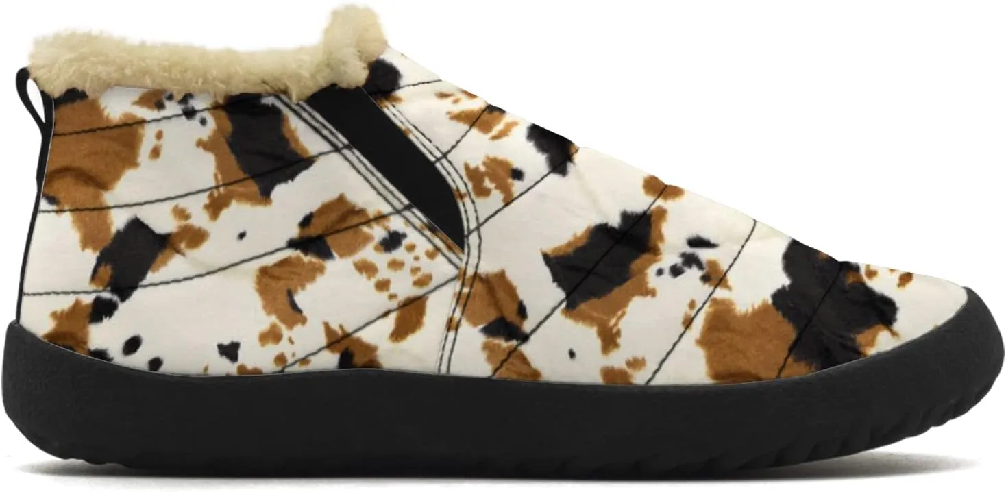 Cow Shoes for Women Men Snow Boots Winter Low Top Fashion Sneakers Slip on Ankle Booties Valentines Day Gifts