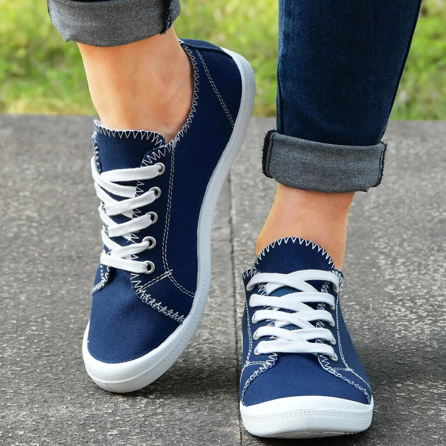 CsgrFagr Shoes Soft Loafers Autumn for Women Solid Color Shoes Vulcanize Ladies Canvas Flat Women's Casual Shoes Toddler Girl Sandals Size 7 (Blue, 8)