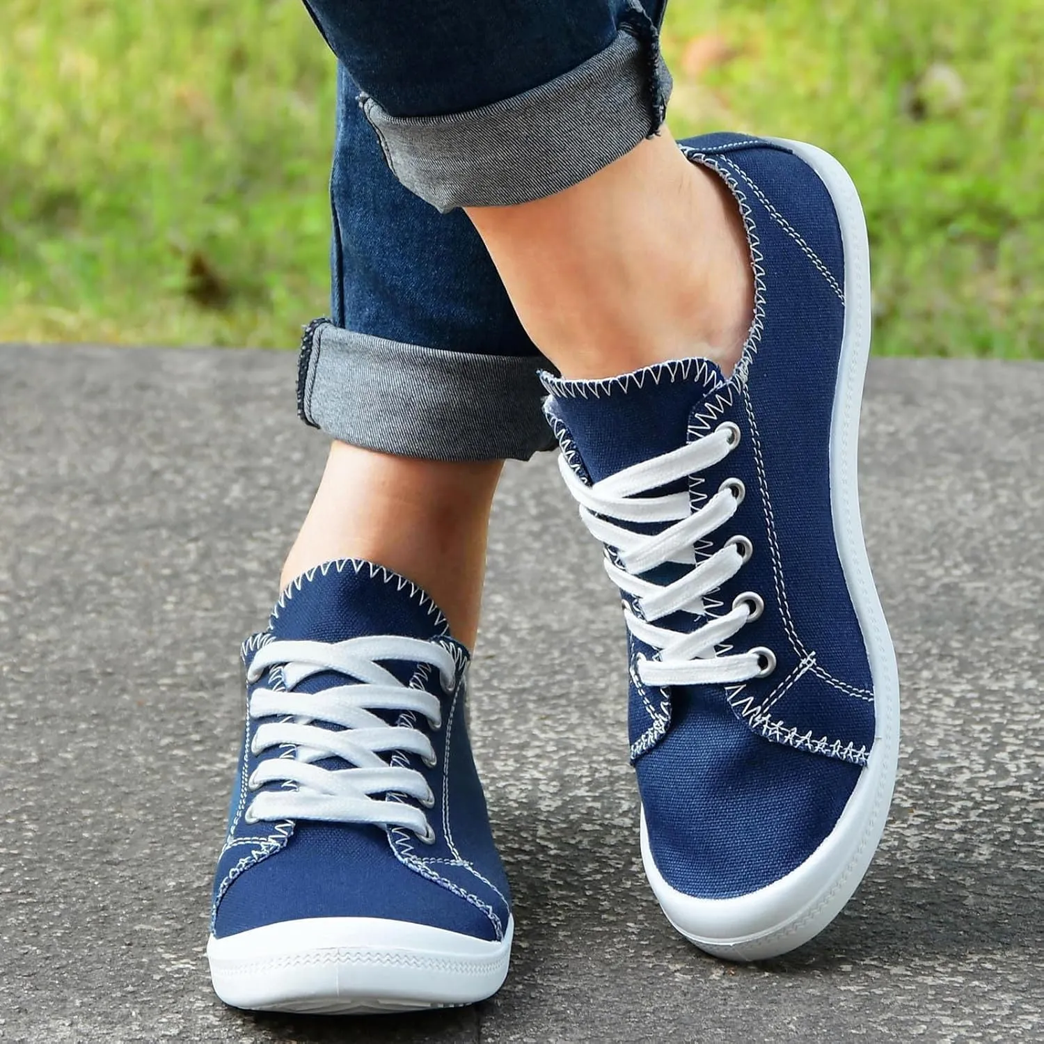 CsgrFagr Shoes Soft Loafers Autumn for Women Solid Color Shoes Vulcanize Ladies Canvas Flat Women's Casual Shoes Toddler Girl Sandals Size 7 (Blue, 8)