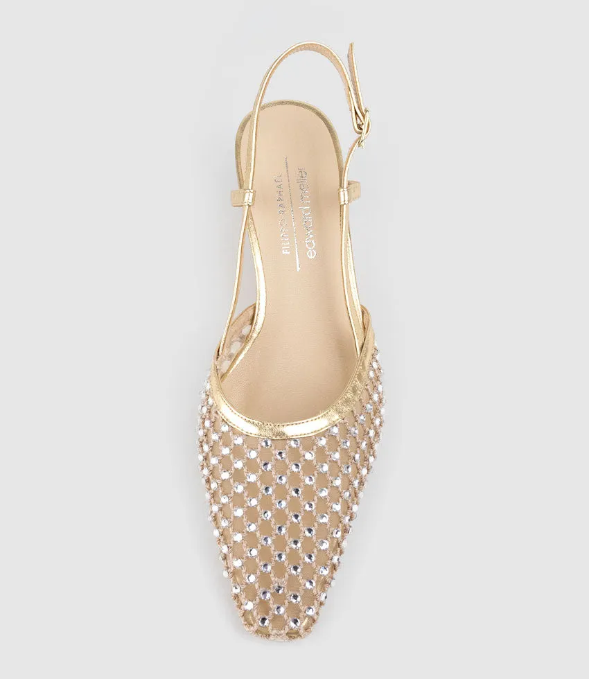 DESTELLAR60 Crystal Mesh Slingback in Platino
