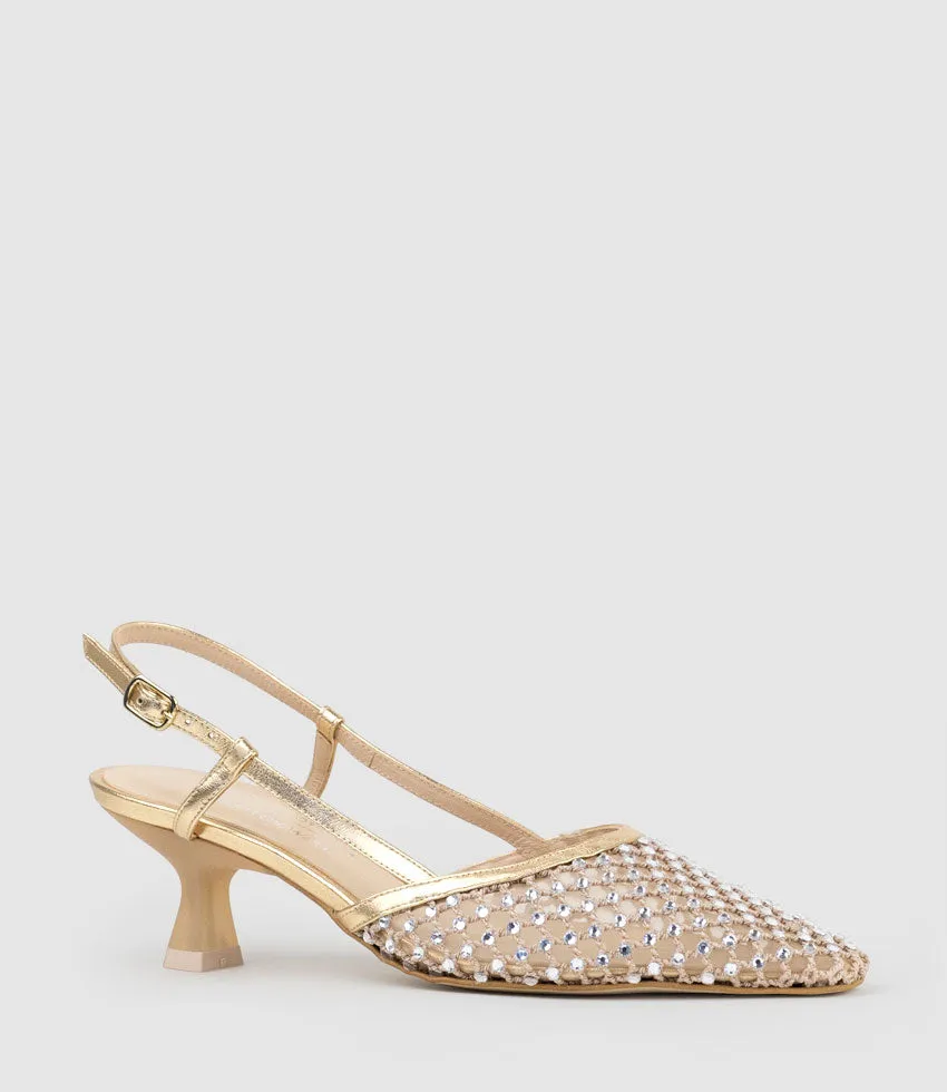 DESTELLAR60 Crystal Mesh Slingback in Platino