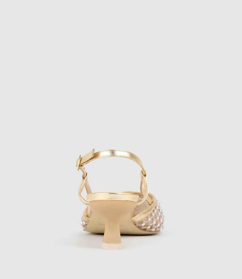 DESTELLAR60 Crystal Mesh Slingback in Platino