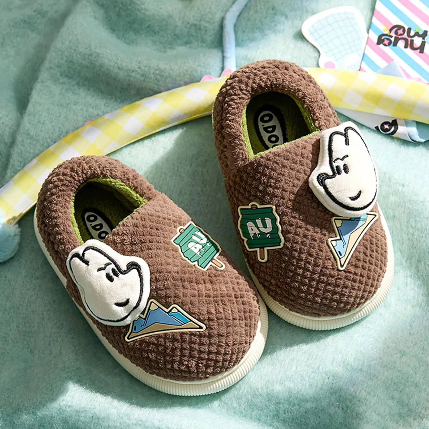 Dinosaur Feet Slippers Boys Cute Slippers With Memory Foam Kids Plush Warm Winter House Shoes Boys Slippers Big Kids 6