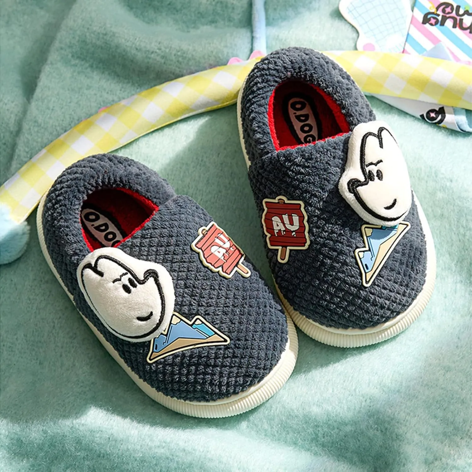 Dinosaur Feet Slippers Boys Cute Slippers With Memory Foam Kids Plush Warm Winter House Shoes Boys Slippers Big Kids 6