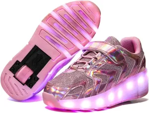 EEUK Led Shoes with Wheels, Retractable Roller Skate Shoes USB Rechargeable 7 Colors Led Wheeled Skate Sneaker Shoes for Girls Boys Thanksgiving Christmas Everyday Gift