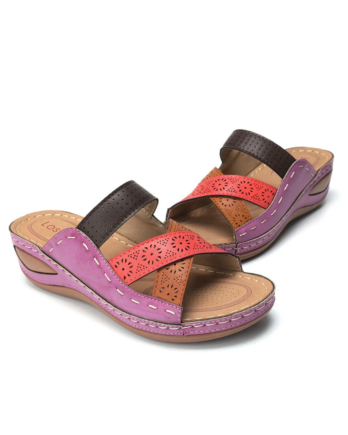 elveswallet Retro multi-color spliced slippers