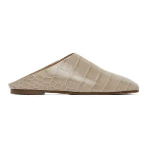 Emme Parsons Taupe Croc-Embossed Glider Slippers