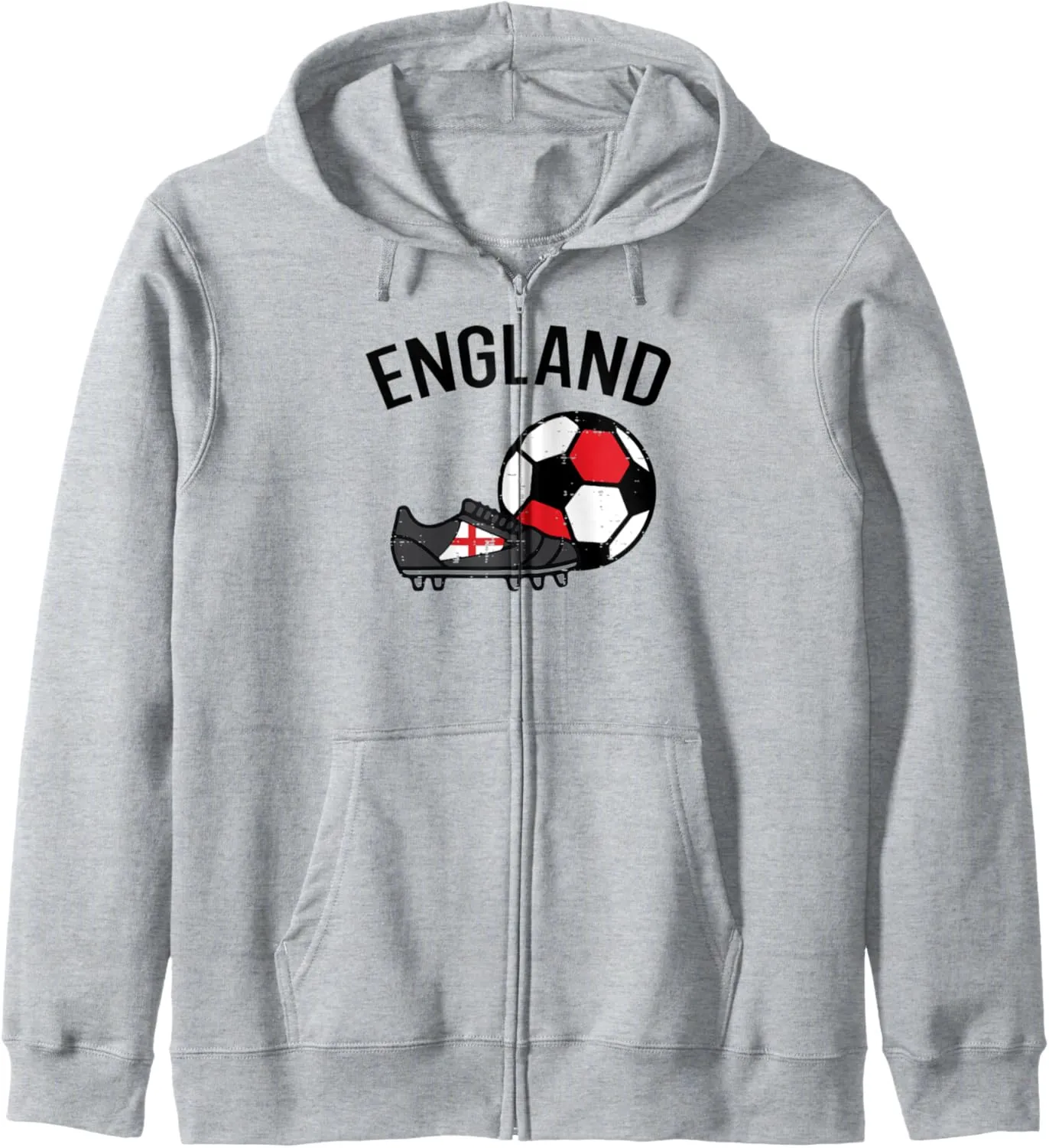 England Flag Soccer Ball Shoes Football Fan Men Women Kids Zip Hoodie