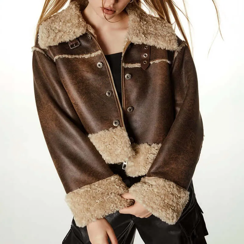 Faux Fur Leather Biker Jacket