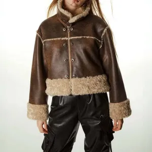 Faux Fur Leather Biker Jacket