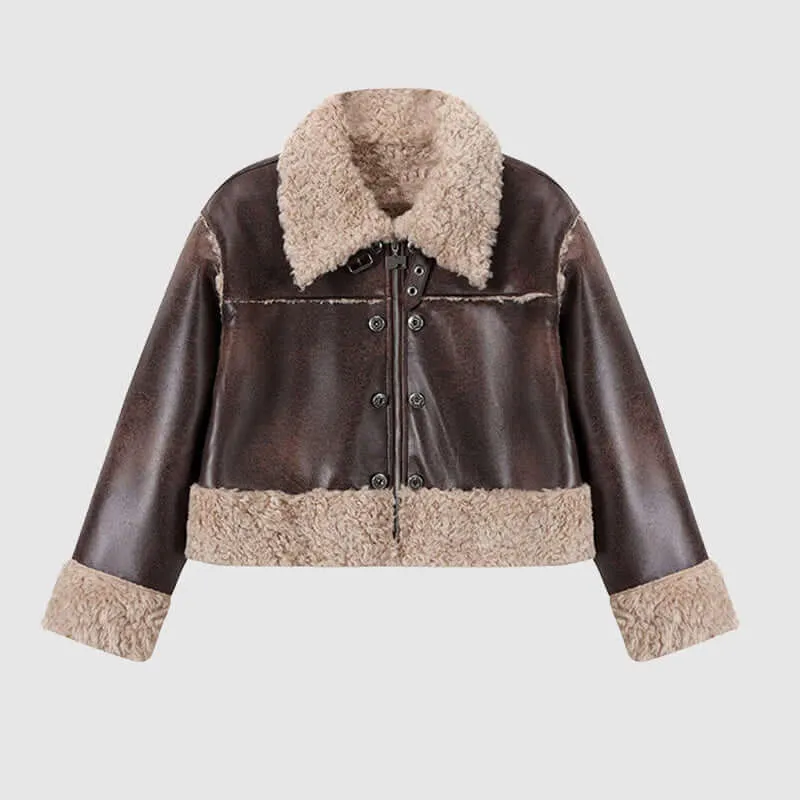 Faux Fur Leather Biker Jacket