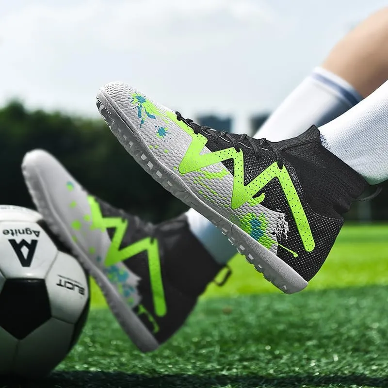 Football Cleats Men, Non-Slip High Top Soccer Shoes Lightweight Shock Resistant Training Boots Sneaker Breathable Professional Turf Shoes Sport Athletic Ground Football Boots Soccer Cleats