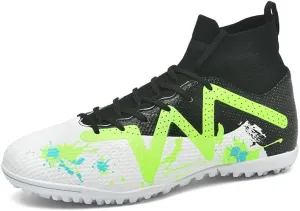 Football Cleats Men, Non-Slip High Top Soccer Shoes Lightweight Shock Resistant Training Boots Sneaker Breathable Professional Turf Shoes Sport Athletic Ground Football Boots Soccer Cleats
