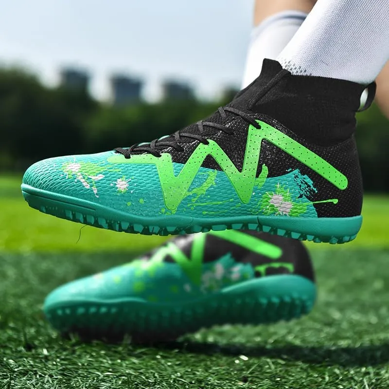 Football Cleats Men, Non-Slip High Top Soccer Shoes Lightweight Shock Resistant Training Boots Sneaker Breathable Professional Turf Shoes Sport Athletic Ground Football Boots Soccer Cleats