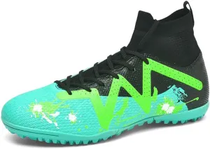 Football Cleats Men, Non-Slip High Top Soccer Shoes Lightweight Shock Resistant Training Boots Sneaker Breathable Professional Turf Shoes Sport Athletic Ground Football Boots Soccer Cleats