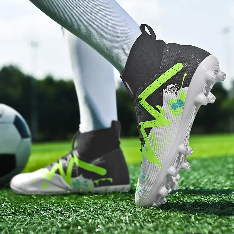 Football Cleats Men, Non-Slip High Top Soccer Shoes Lightweight Shock Resistant Training Boots Sneaker Breathable Professional Turf Shoes Sport Athletic Ground Football Boots Soccer Cleats
