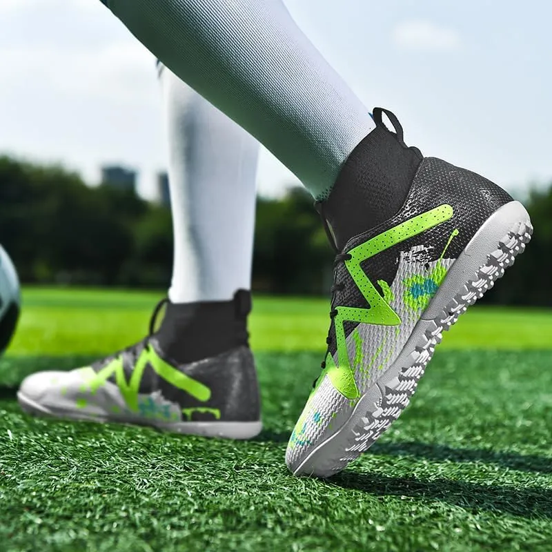Football Cleats Men, Non-Slip High Top Soccer Shoes Lightweight Shock Resistant Training Boots Sneaker Breathable Professional Turf Shoes Sport Athletic Ground Football Boots Soccer Cleats