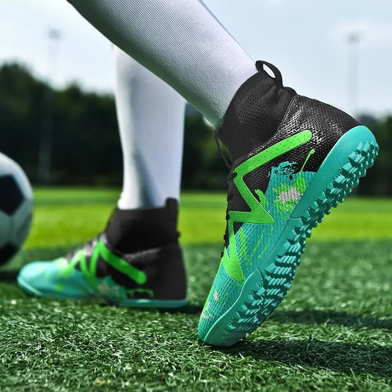 Football Cleats Men, Non-Slip High Top Soccer Shoes Lightweight Shock Resistant Training Boots Sneaker Breathable Professional Turf Shoes Sport Athletic Ground Football Boots Soccer Cleats