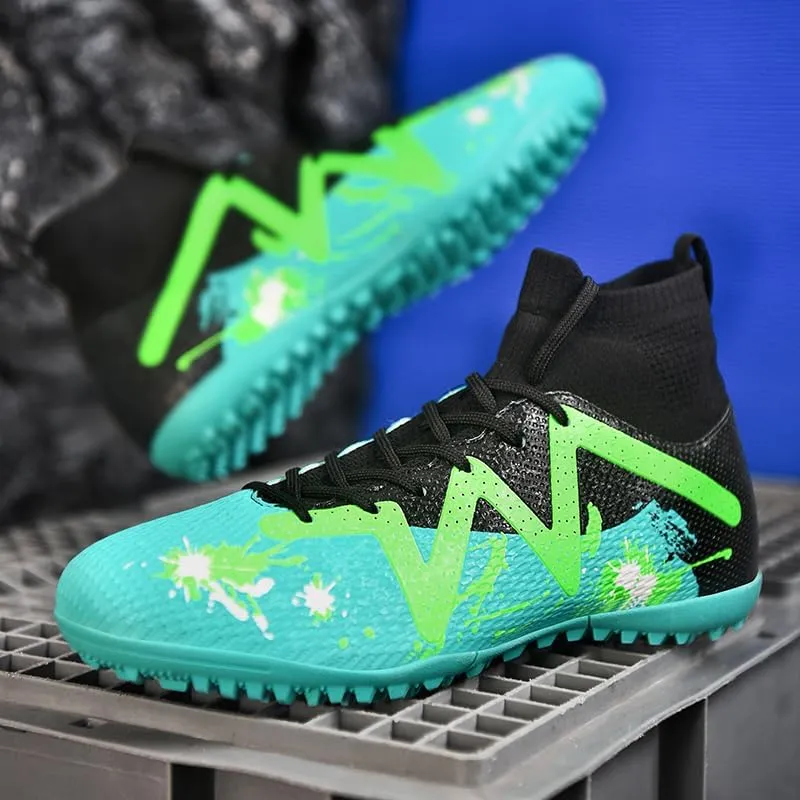 Football Cleats Men, Non-Slip High Top Soccer Shoes Lightweight Shock Resistant Training Boots Sneaker Breathable Professional Turf Shoes Sport Athletic Ground Football Boots Soccer Cleats