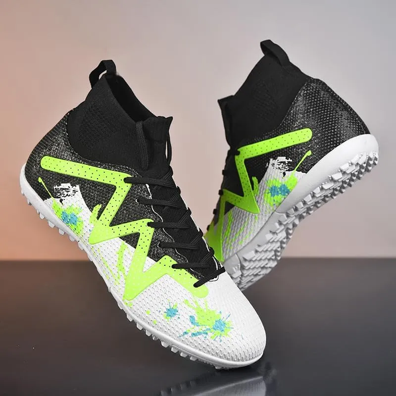 Football Cleats Men, Non-Slip High Top Soccer Shoes Lightweight Shock Resistant Training Boots Sneaker Breathable Professional Turf Shoes Sport Athletic Ground Football Boots Soccer Cleats