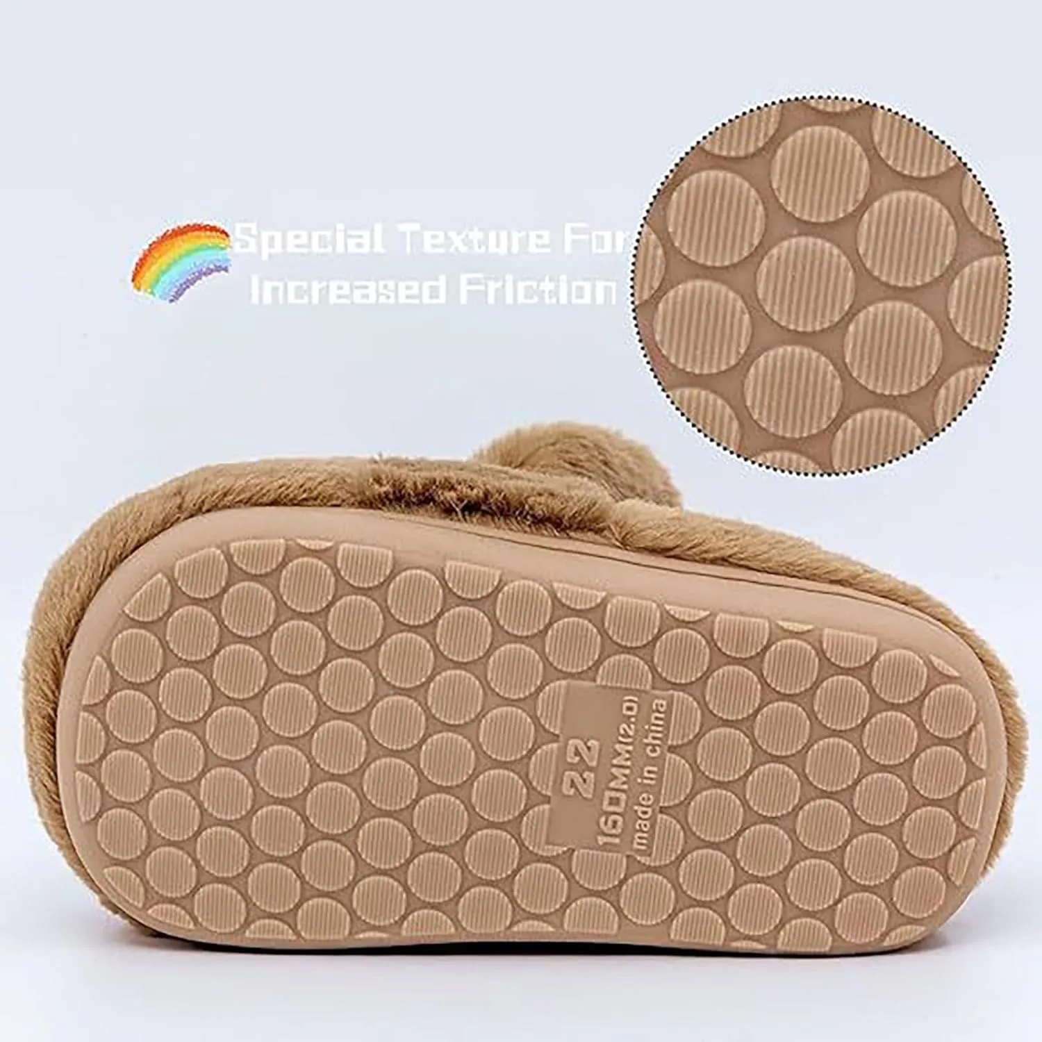 F??r Fuzzy Bunny Ear Slippers for Girls Kids Baby Toddler Infant Cotton Soft Ankle Flat Shoes Winter Non Slip Slipper