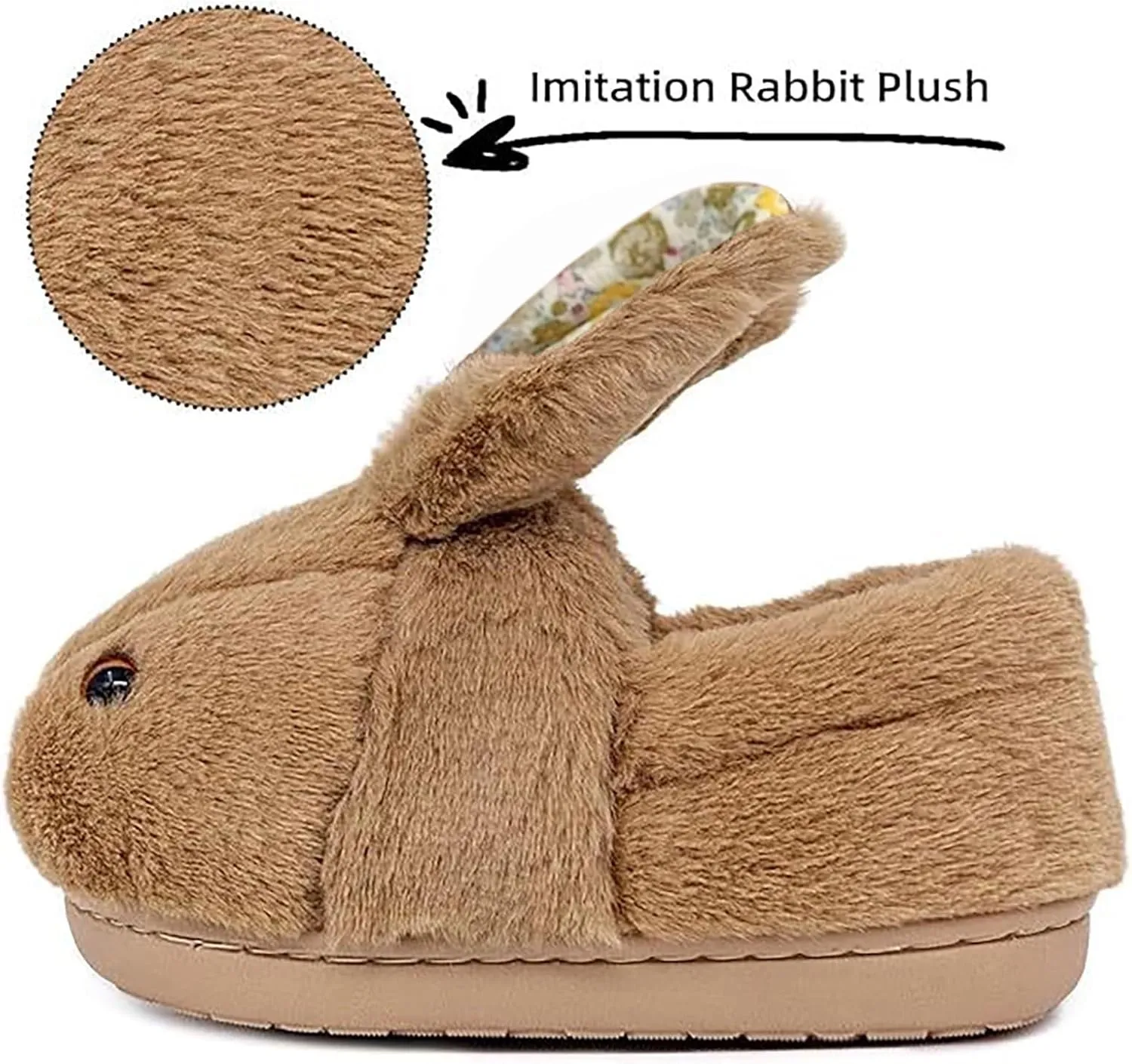 F??r Fuzzy Bunny Ear Slippers for Girls Kids Baby Toddler Infant Cotton Soft Ankle Flat Shoes Winter Non Slip Slipper