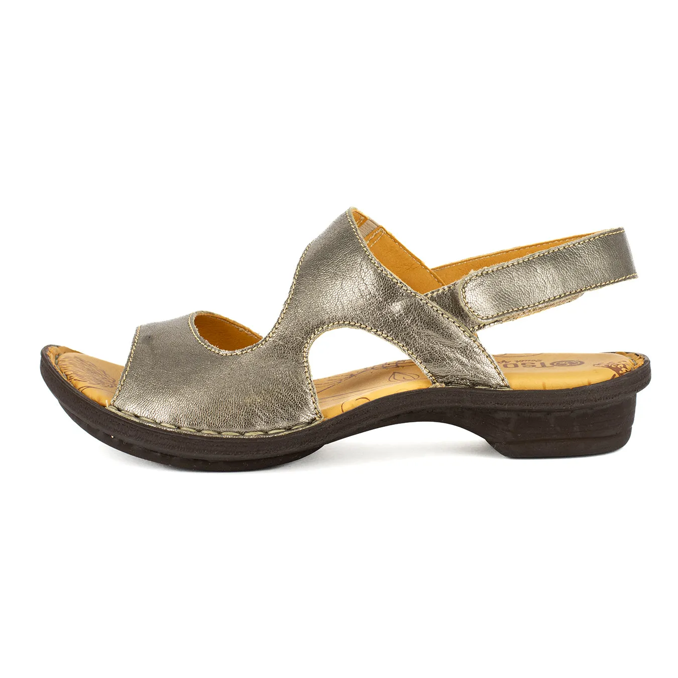 Gadla : Ladies Leather Sandal in Anthracite Metallic
