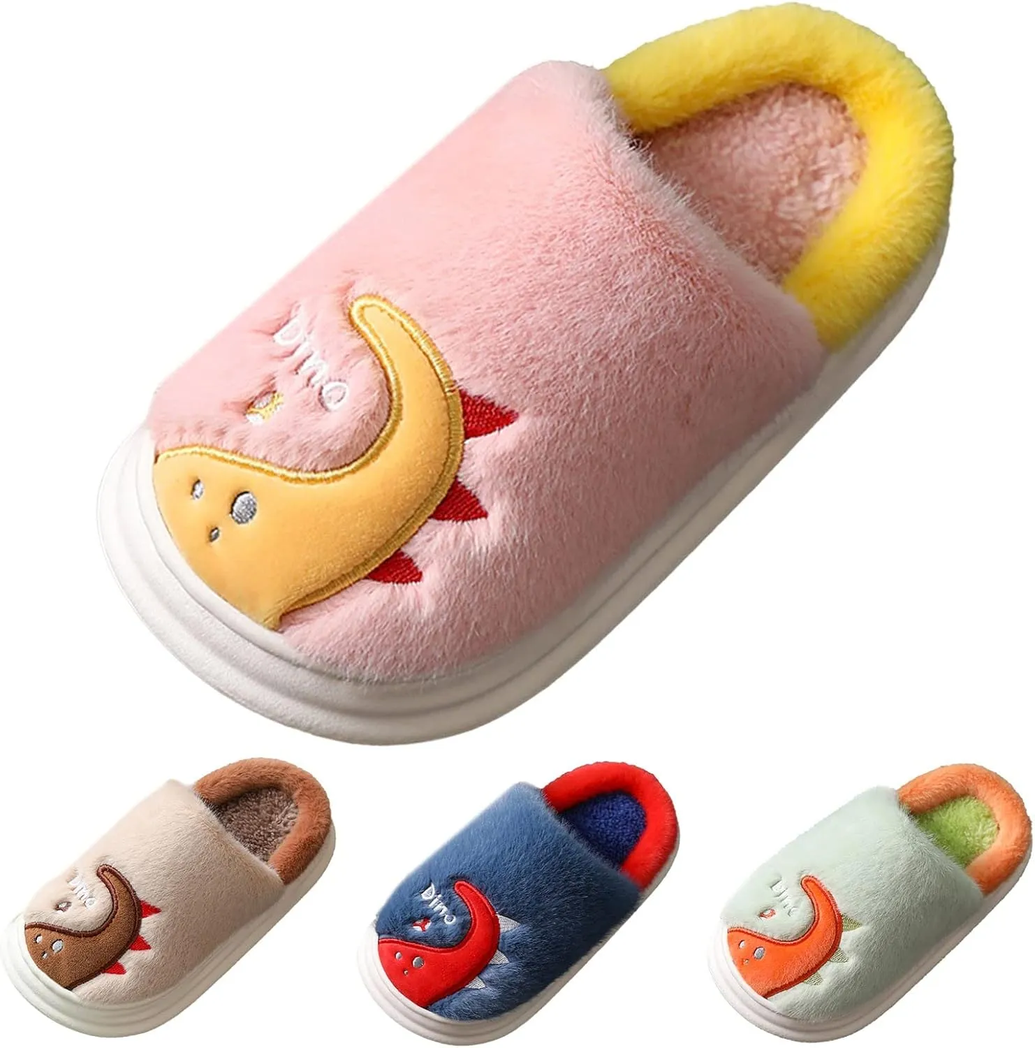 Girls House Slipper Soft Non Slip Bedroom Slipper Fuzzy Dinosaur Slippers Baby Slip On Slipper Indoor Slippers