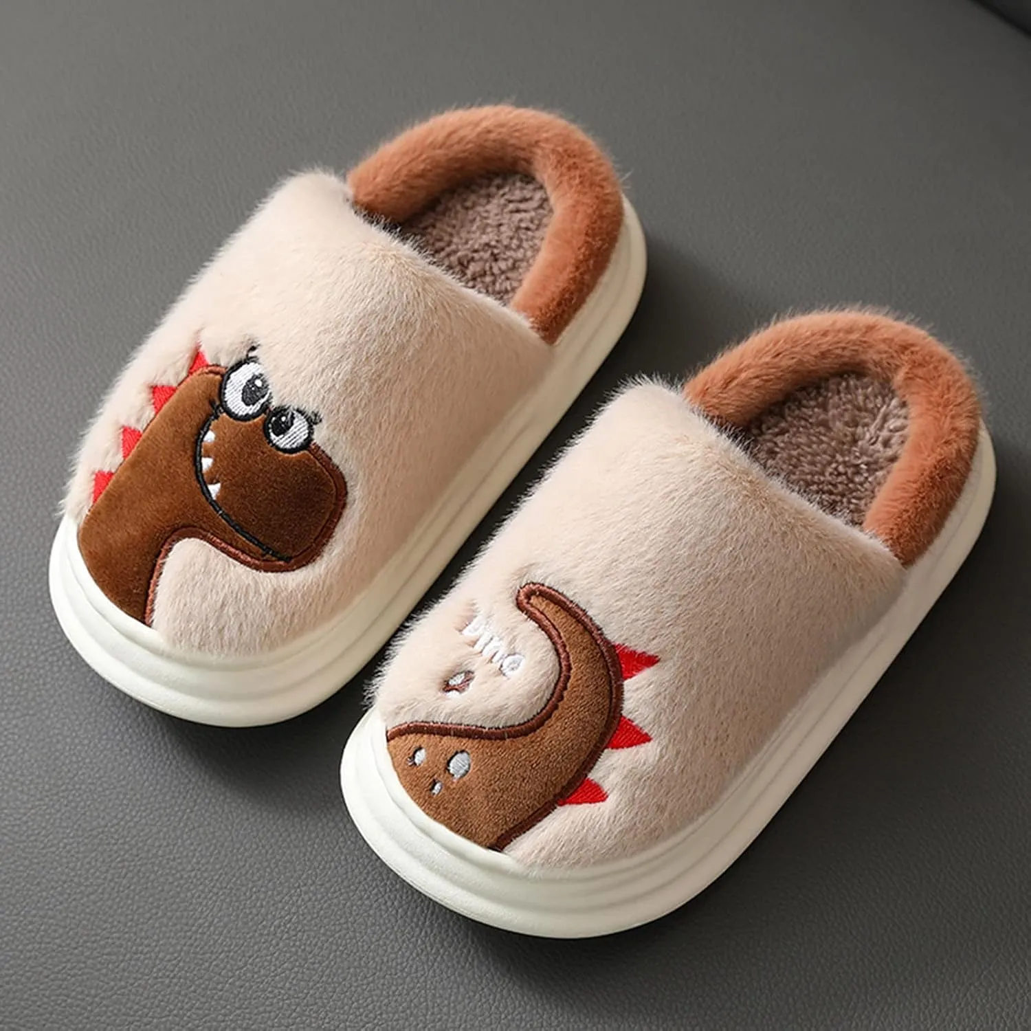 Girls House Slipper Soft Non Slip Bedroom Slipper Fuzzy Dinosaur Slippers Baby Slip On Slipper Indoor Slippers