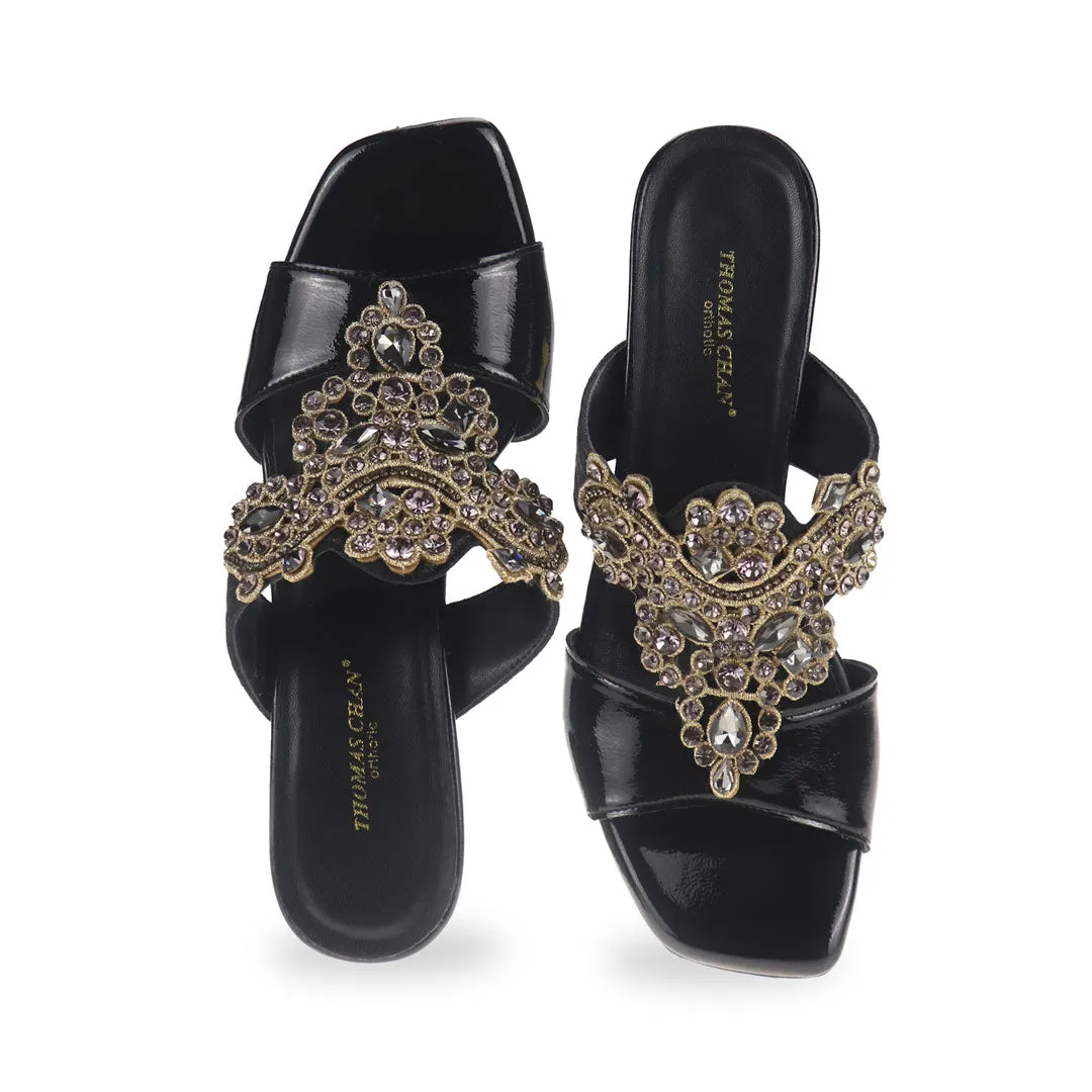 Glamour Vintage Rhinestone Block Heels 2" inch [Dinner Series]