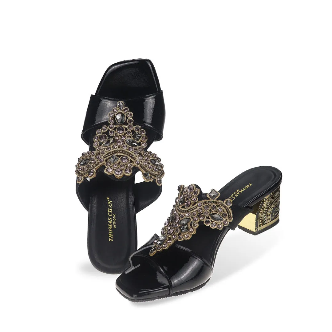 Glamour Vintage Rhinestone Block Heels 2" inch [Dinner Series]