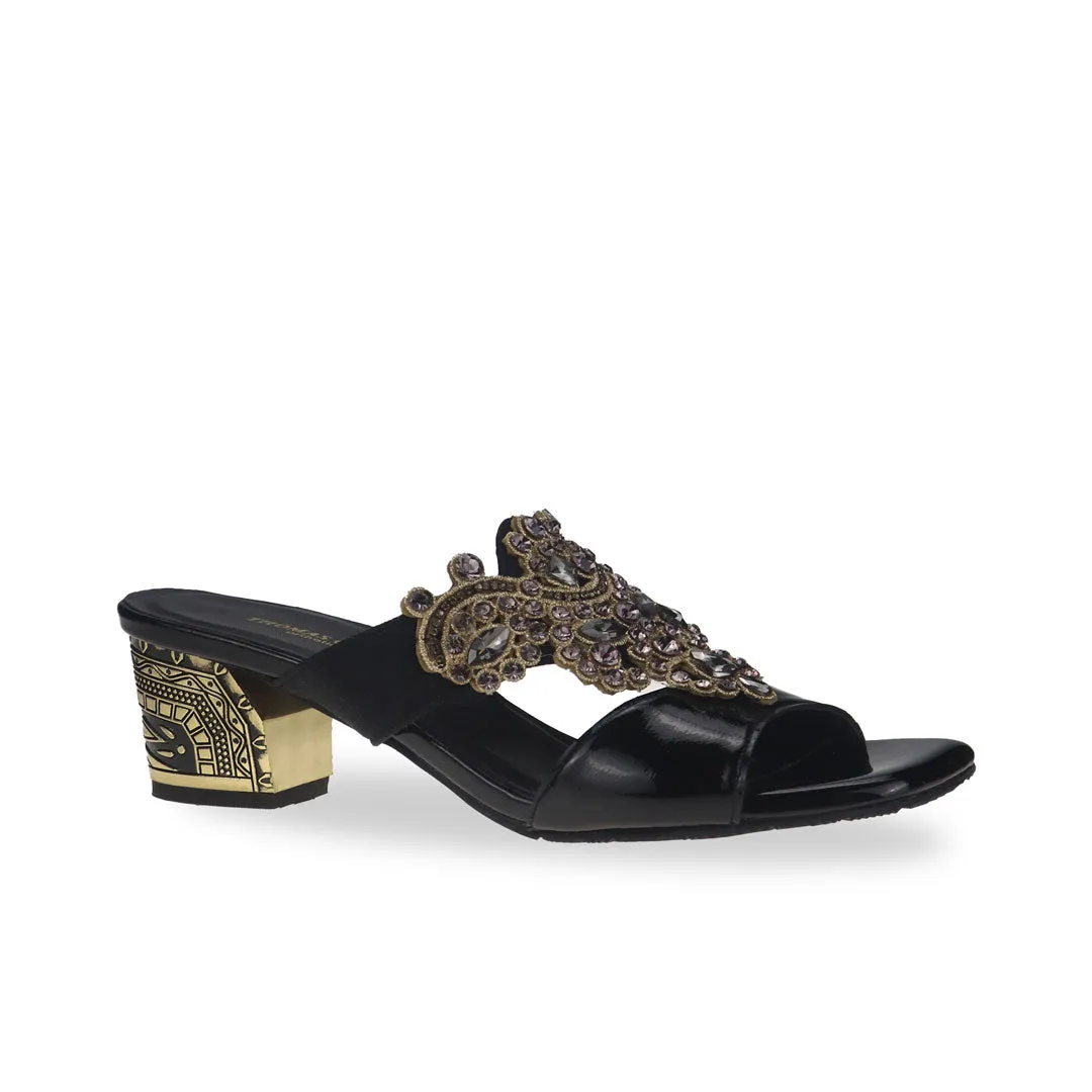 Glamour Vintage Rhinestone Block Heels 2" inch [Dinner Series]