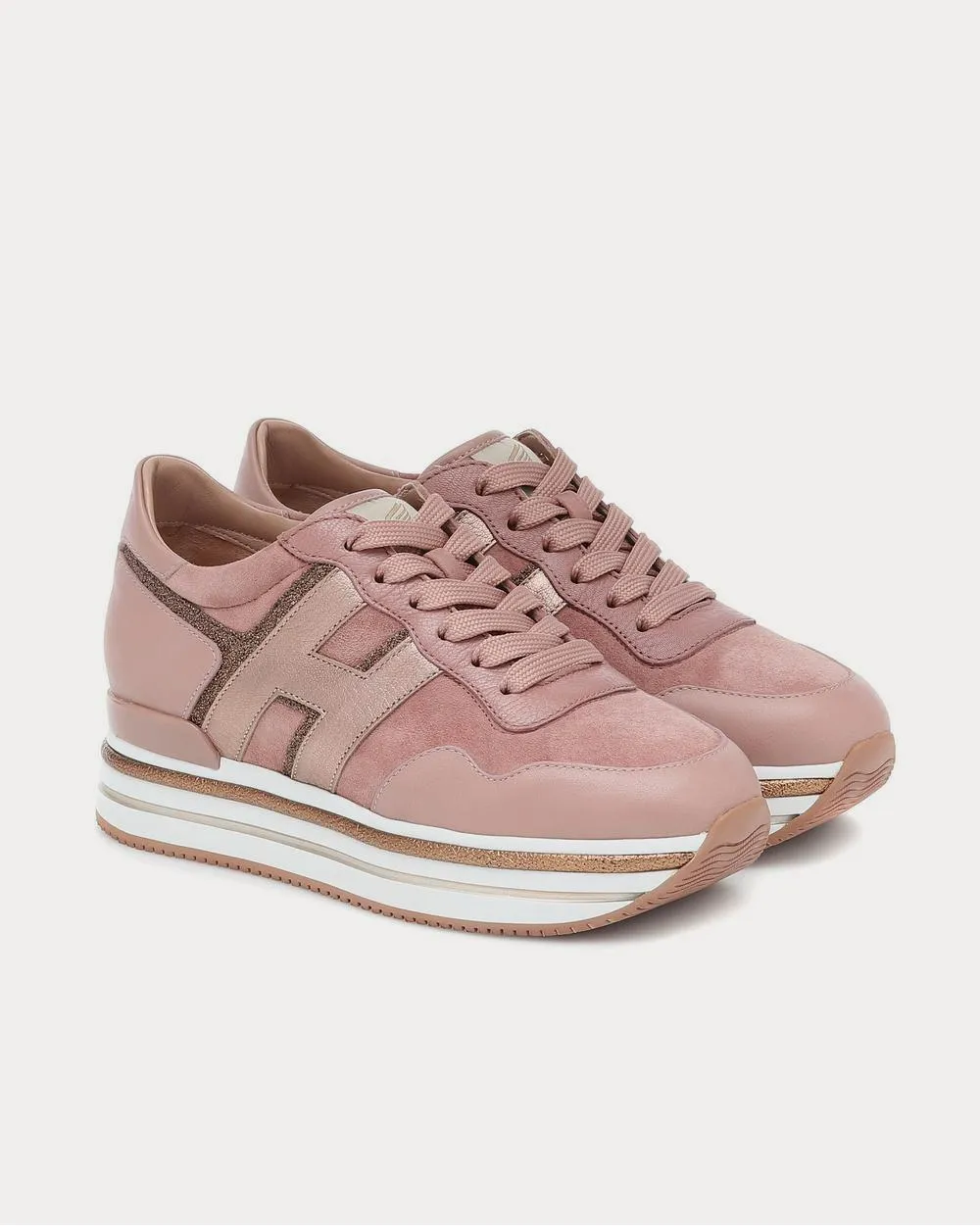 H222 Midi leather Pink Low Top Sneakers