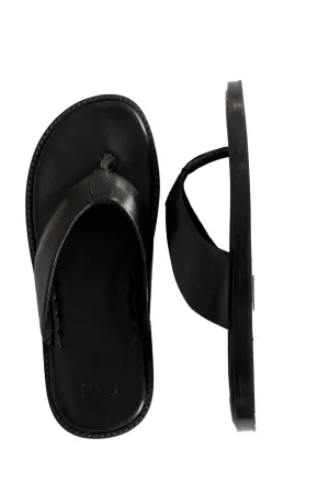 Handcrafted Leather Slippers - Black
