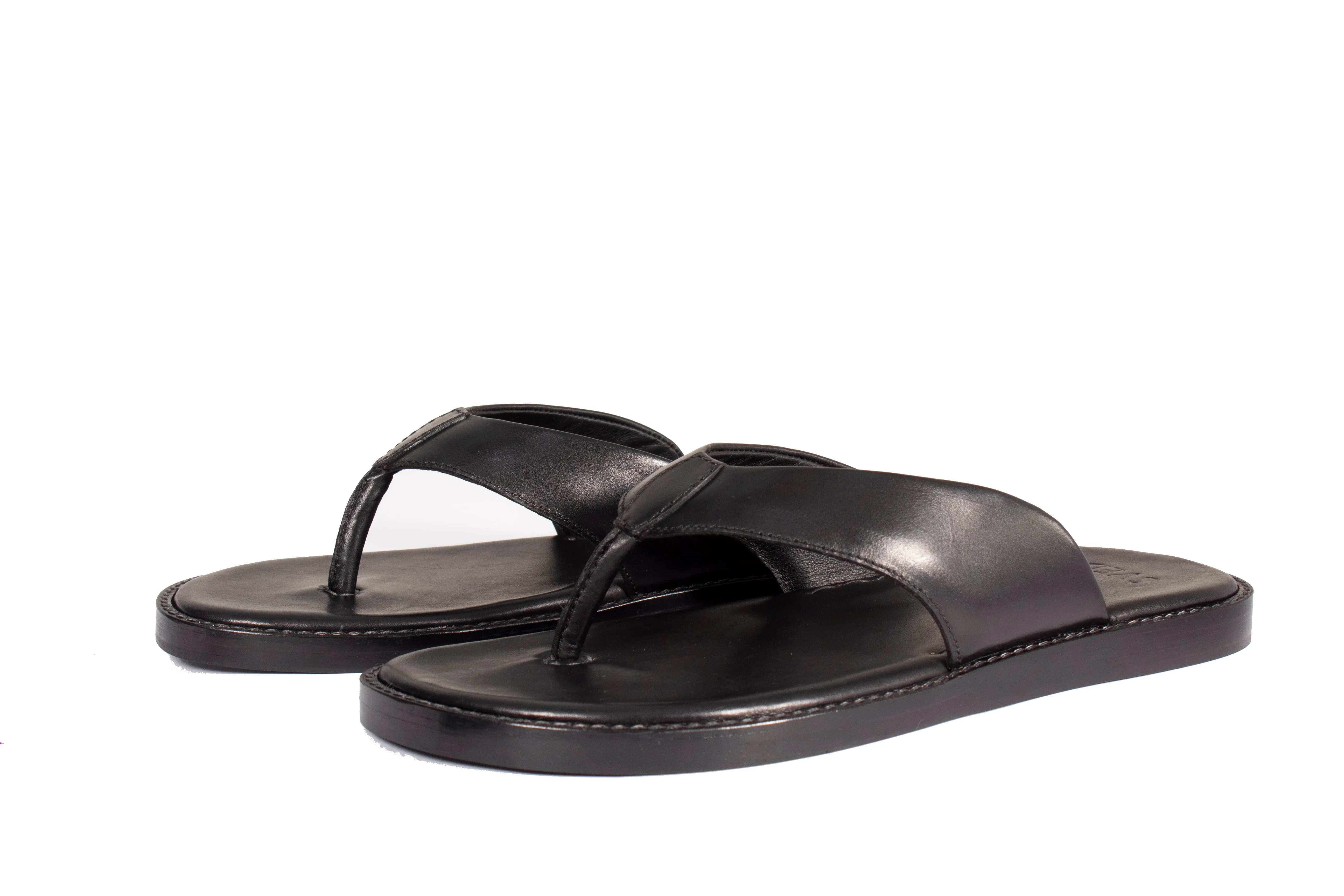 Handcrafted Leather Slippers - Black