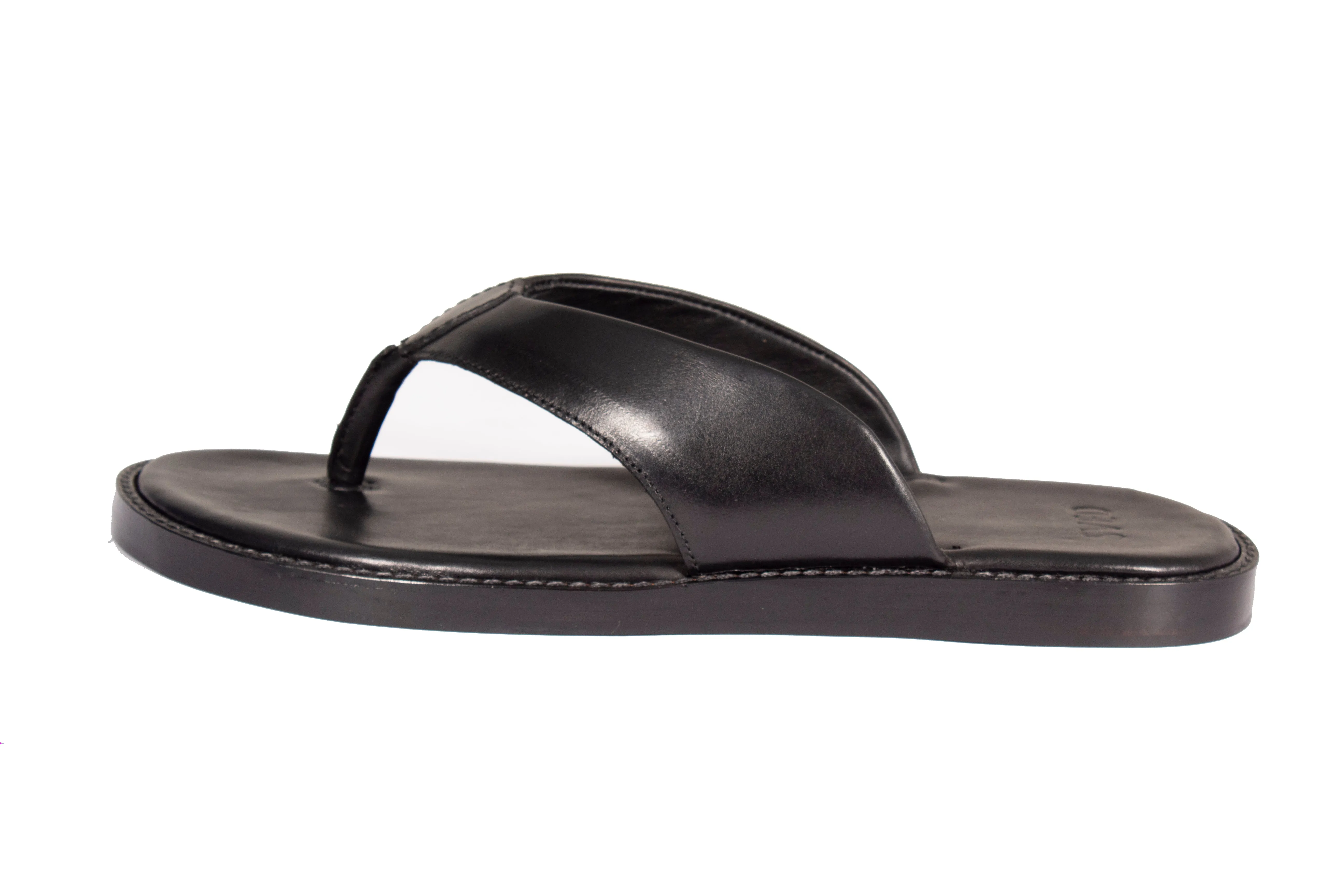 Handcrafted Leather Slippers - Black