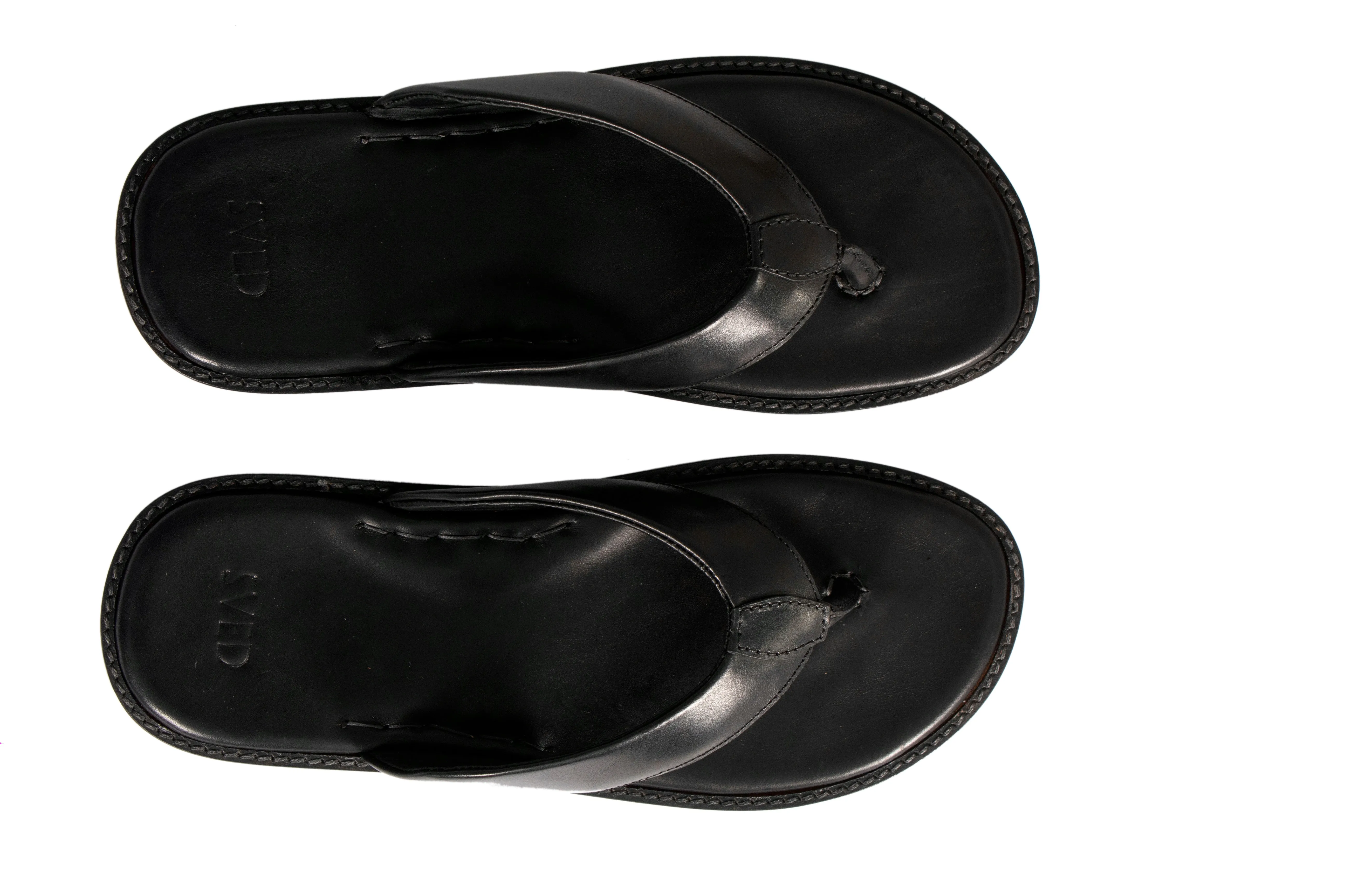 Handcrafted Leather Slippers - Black