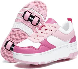 HHSTS Roller Skate Shoes for Kids Boys Girls Upgraded Fashion Sneakers with Detachable 4-Wheels for Kid Sport Shoes Christmas Birthday Gifts