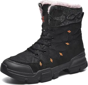 High Rise Hiking Boots, High- top Snow Boots, Mens Winter Warm Water Repellent Lace Up Walking Footwear, for Camping,Trekking, Hiking in Cold Weather (Color : Black, Size : 41 EUR)