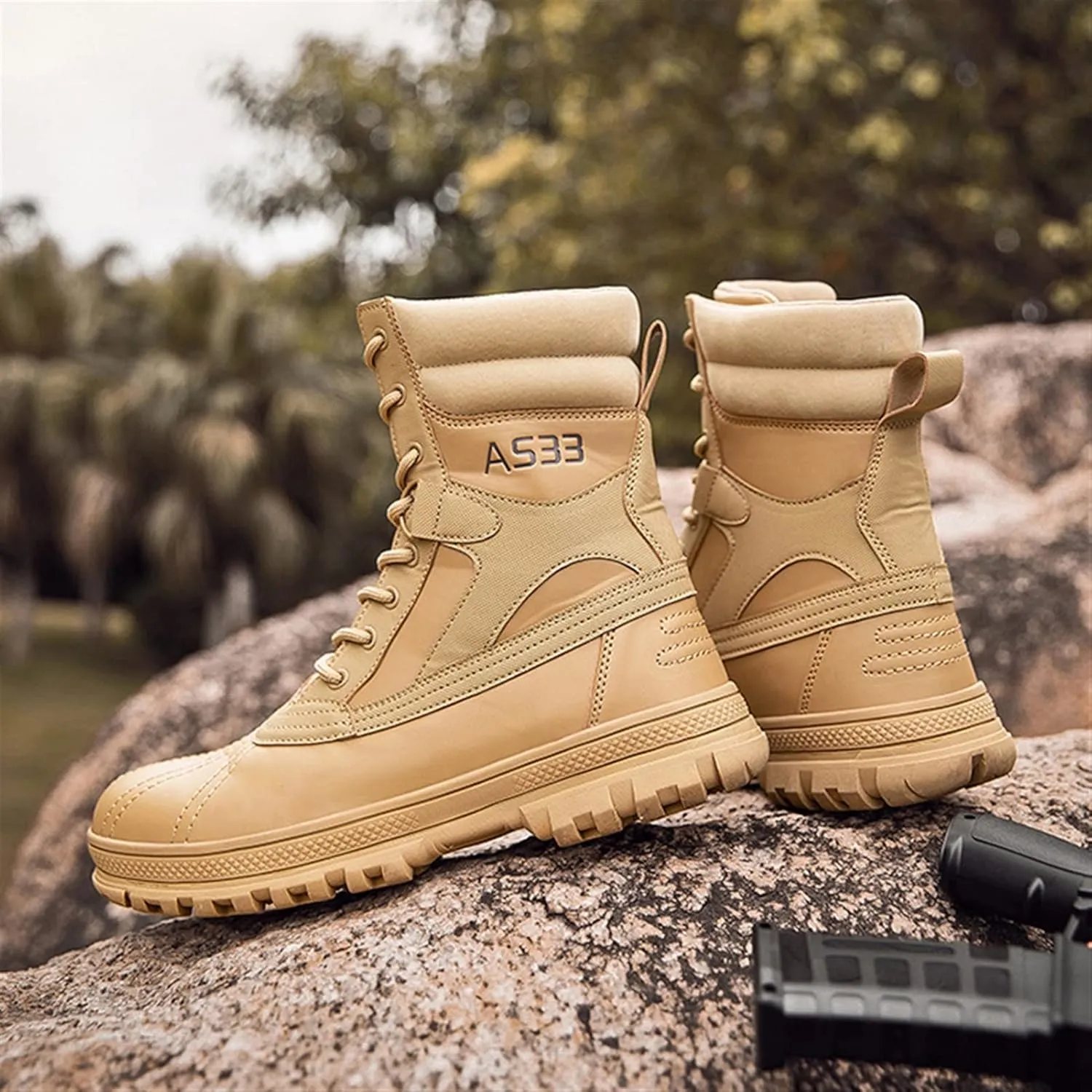 High Rise Hiking Boots, Hiking Boots Mens Waterproof Lightweight, Outdoor High- top Desert Shose, Combat Camping Tactical Climbing Walking Footwear, for Birthday,Father' s Day