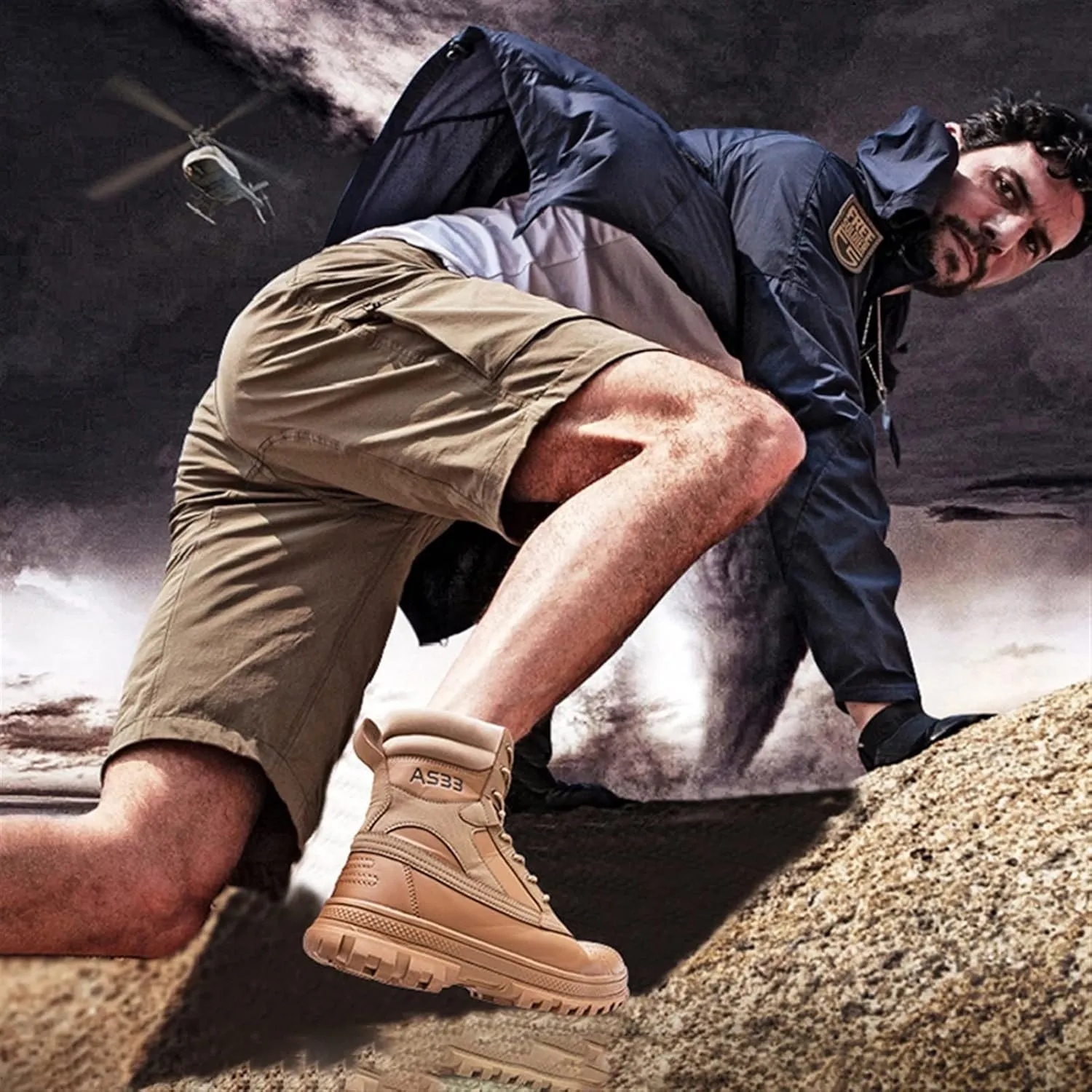 High Rise Hiking Boots, Hiking Boots Mens Waterproof Lightweight, Outdoor High- top Desert Shose, Combat Camping Tactical Climbing Walking Footwear, for Birthday,Father' s Day